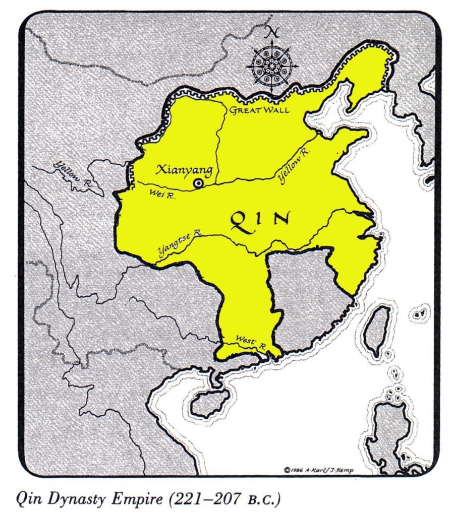 Mapa de la Dinastía Qin, 220 a 206 AC