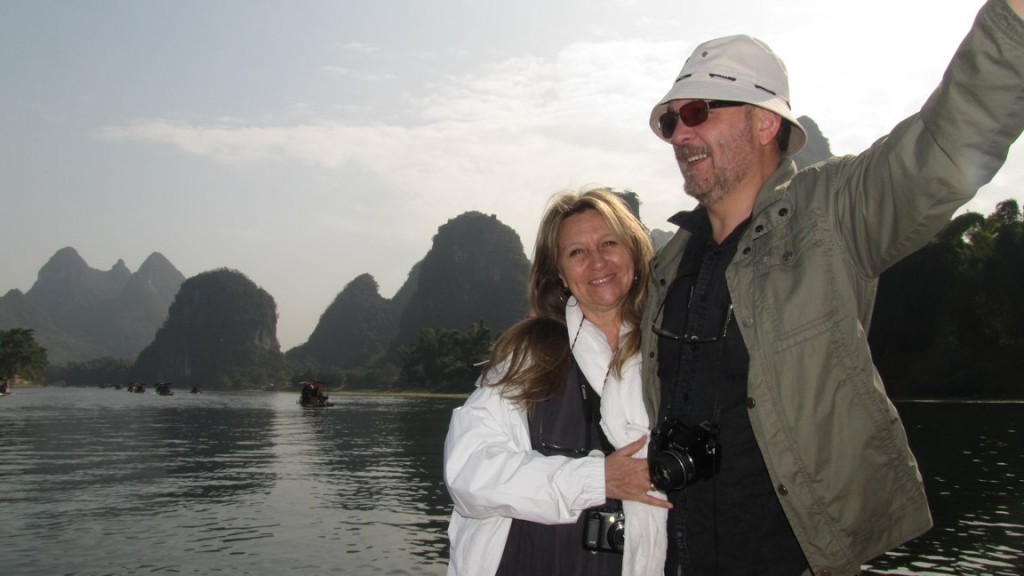 Mariana Roja y Jaime Branada en Yangshuo viaje de estudios a China de Feng Shui Chile octubre de 2012
